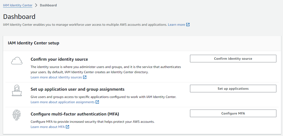 Continue setup of IAM