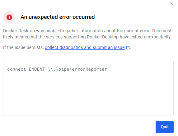 Docker Desktop Unexpected Error