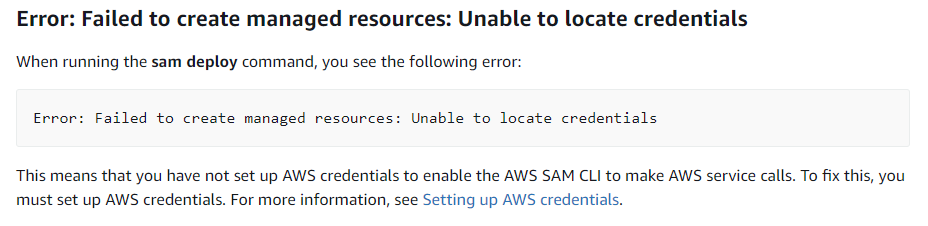 unable to locate credentials